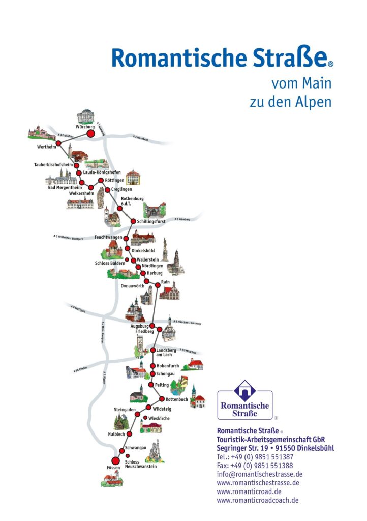 Die Route der Romantischen Straße © Romantische Straße Touristik-Arbeitsgemeinschaft GbR, Dinkelsbühl